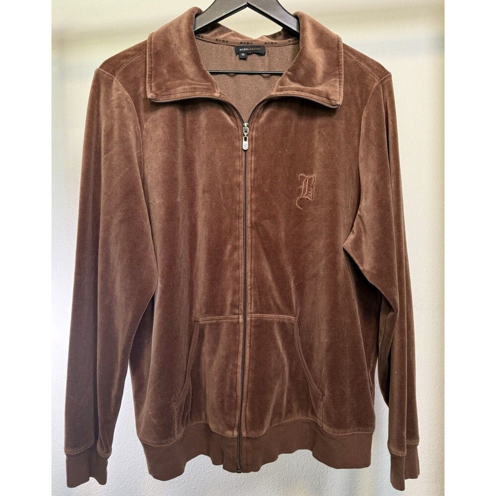 Vintage BCBG Velvet Jacket 1X Women's Chocolate Brown Cotton Blend Y2K